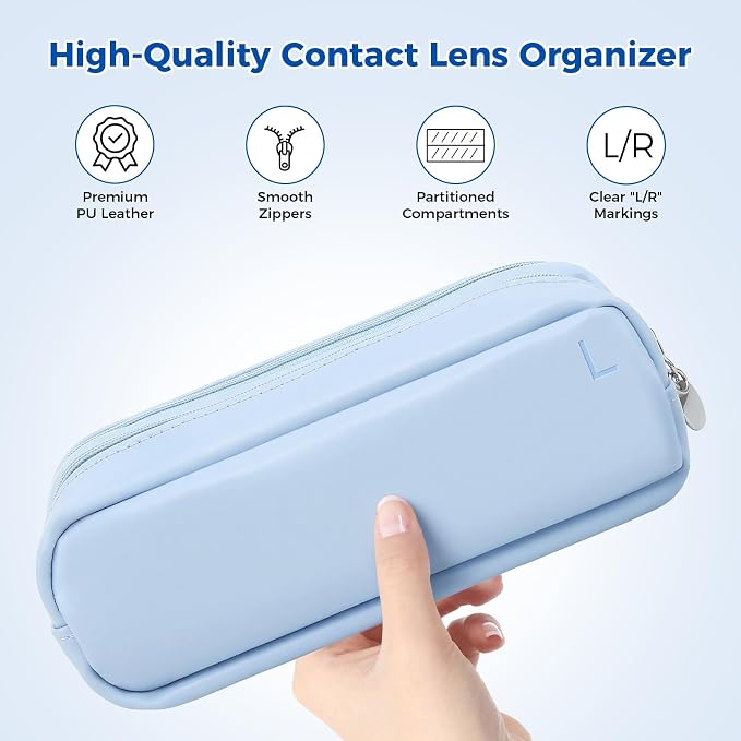 Daily Contact Lens Organizer Case – Waterproof Contact Lens Case for Travel or Home, Portable Contact Case with Clearly Labeled R & L for Disposable Lenses, Holds Up to 60 Disposable Lenses - Image 2