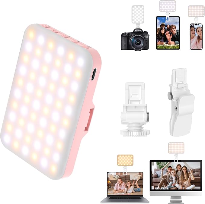 BANSINE LED Phone Light - USB-Rechargeable Portable Photo Light with 97+ CRI, Up to 6500K Color Temperature for Selfie, Zoom Conference, Video, Makeup and Live Stream by BANSINE