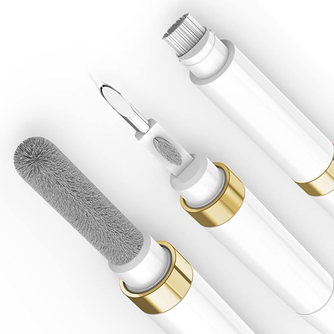Dual-Brush Earbud Cleaning Pen | 4-in-1 Pro Kit for Precision & Durability, Tool Compatible with Airpods, Galaxy Buds, All Wireless Headsets -Gold by GOALSEN