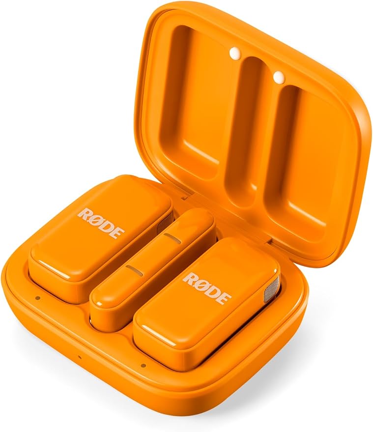 RØDE Wireless Micro - Compact Wireless Microphone, Two Mics with Charge Case for Smartphone Content Creation - USB-C, Orange | Two Mics with Charge Case for Smartphone Content Creation, USB-C, Orange by R%C3%98DE