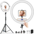 18" Ring Light with Stand: Touch Screen LED Display & 60" Tall Tripod, | 3 Color modes 6500K / 2 USB Ports Foldable LED Big Ring Light Tripod for Live Stream,YouTube,TikTok Video Shooting by Auriani