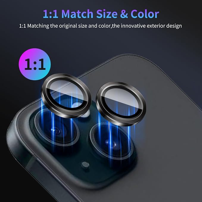 Camera Lens Protector for iPhone 14 / iPhone 14 Plus,1 Pack | Tempered Metal Glass Camera Cover Film,HD Clear,Anti-Scratch Lens Screen Protector Film,Case Friendly,Black Titanium - Image 5