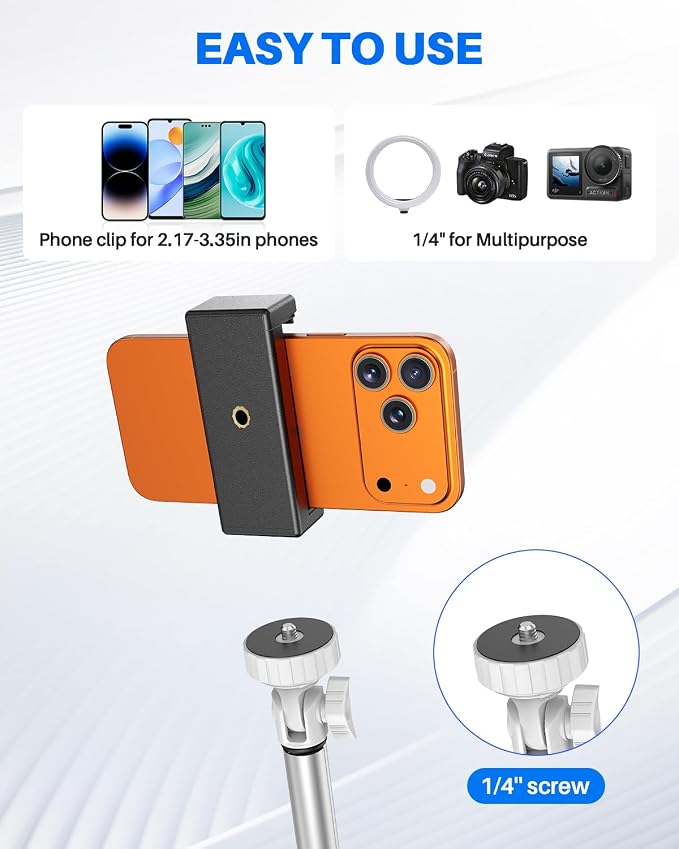67" Phone Tripod, MIIASI Extendable Tripod for iPhone, Selfie Stick with Remote and Phone Holder, Compatible with iPhone/Android/Camera, Light Stand - Image 5