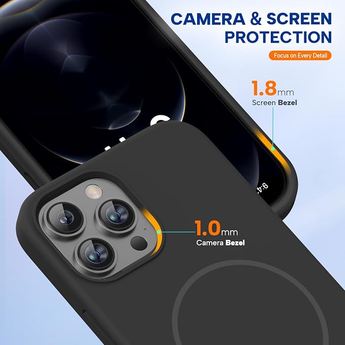 Miracase Silicone & Magnetic for iPhone 12 Pro Max Case, Black Magnetic | Compatible with MagSafe, Soft Microfiber Lining, Premium Silicone Case Shockproof Drop Protection Phone Case for 12 Pro Max - Image 5