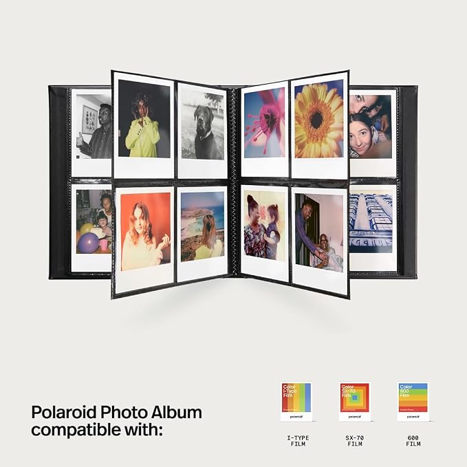 Polaroid Large Photo Album, Holds 160 Instant Photos, 40 Pages, Black | Compatible with Polaroid i-Type, 600 & SX-70 Film, Features Black Cover With Square Window Display, Measures 8.4 x 9.5in - Image 3