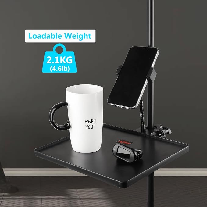 Mr.Power Microphone Stand Plastic Tray with Phone Holder, Mic Stand Clamp-On Rack Tray Holder for Most Mic Stands, for Stage, Live Streaming, Concert Performance, Karaoke (10.6" x 8") (Large) - Image 2