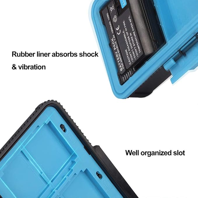 LENSGO Camera Battery Memory Card Case, Memory Card Hard Protector Case Water-Resistant Anti-Shock Storage Box for 3 Camera Batteries 3 XQD or 3 CF Cards 6 SD Cards（Blue） - Image 4