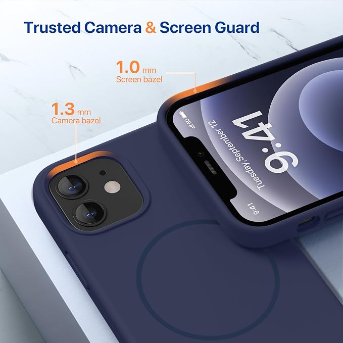 Miracase Magnetic for iPhone 12 Case/iPhone 12 Pro Case, Dark Blue | Compatible with MagSafe, Anti-Scratch Microfiber Lining, Premium Silicone Shockproof Drop Protection Phone Case for 12/12 Pro - Image 6