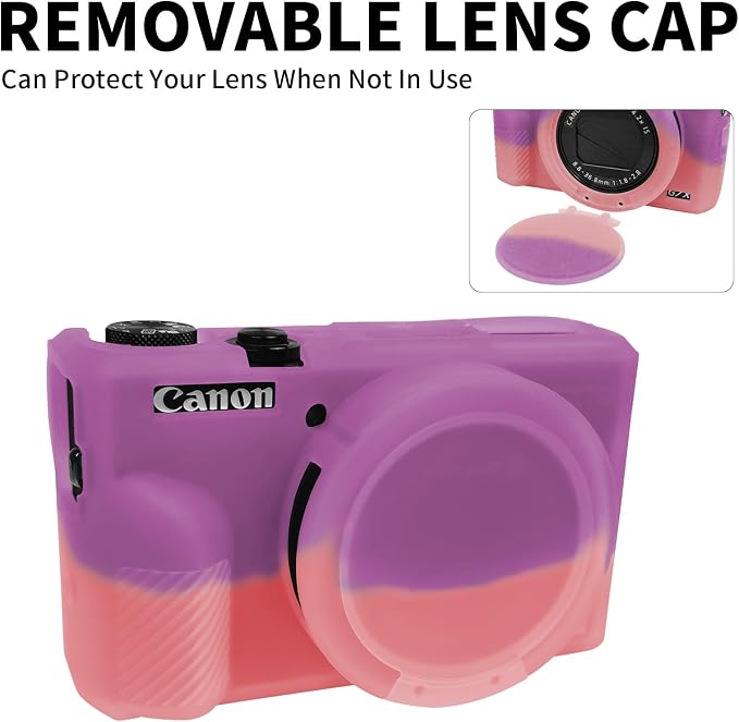 Easy Hood Camera Case Cover for Canon Powershot G7X Mark III (Purple Pink) | With Removable Lens Cover,Soft Silicone Protective Case,Anti-Scratch,Slim Fit,Enhanced Grip,Lightweight Camera Accessories - Image 4