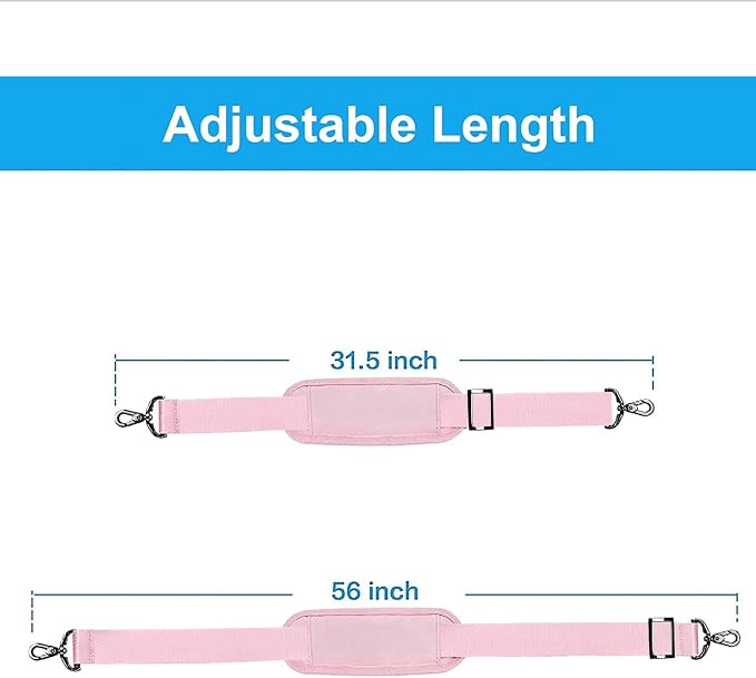 MOSISO 56 inch Shoulder Strap, Adjustable Soft Universal Non-Slip Strap | Thick Replacement Strap, Fit Padded with Metal Swivel Hooks for Laptop Shoulder Bag/Laptop Messenger Bag, Rose Quartz - Image 5