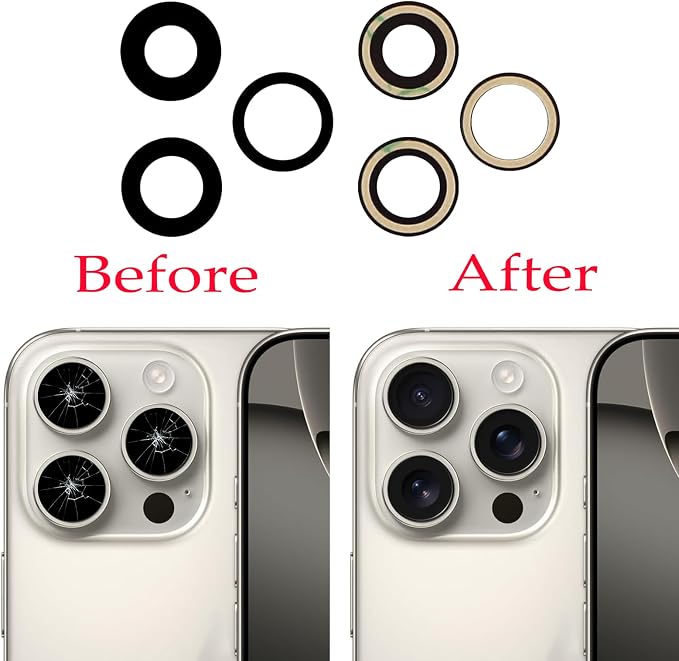 3pcs/Set Back Camera Lens Glass Replacement for iPhone 16 Pro/16 Pro Max Camera Lens Replacement with Pre-Installed Adhesive + Repair Tool Kit, Anti-Lens Scratch & Waterproof - Image 3
