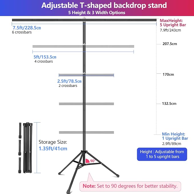 White Backdrop with Stand, 6.5x8.2FT Background with 7.5x7.9FT Stand | Wider backdrop with stand kit, adjustable, portable, carry bag & 5 clamps, white photo backdrop for photography video studio - Image 2