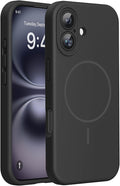 Miracase Silicone & Magnetic for iPhone 16 Case, Black | Compatible with MagSafe, Anti-Scratch Microfiber Lining, Liquid Silicone Case Shockproof Drop Protection Phone Case for 16 by Miracase
