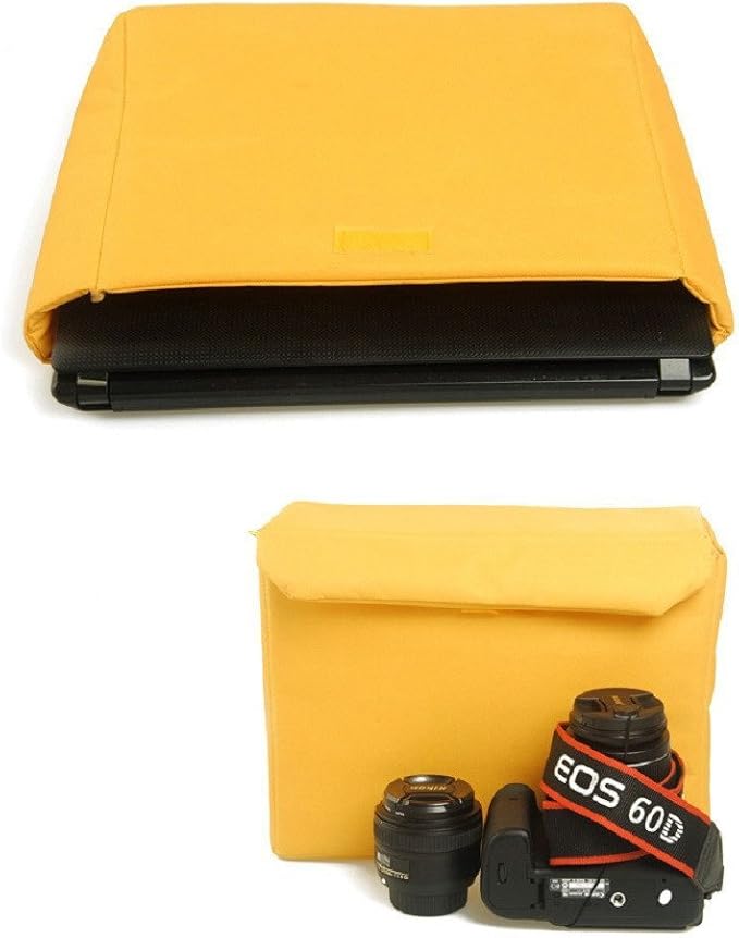 Men's Lightweight Vintage Waterproof Canvas DSLR SLR Shockproof Camera Shoulder Messenger Bag Sling bag (Yellow) - Image 5