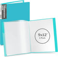 Dunwell 9x12 Presentation Binder, 24 Pockets, Displays 48 Pages, Aqua | Displays 48 Pages, Clear Plastic Sleeves, Acid-Free Poly, Fits 9x12 & A4 Documents by Dunwell