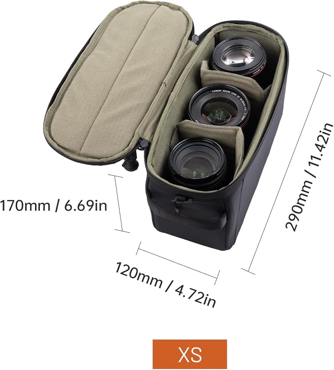PGYTECH XS Camera Insert Protection Bag Camera Soft Padded Bag Handbag | Waterproof Lens Pouch for Photographers Lightweight DSLR/SLR Lens Carring Case Travel Organizer Camera Insert for Backpack - Image 2