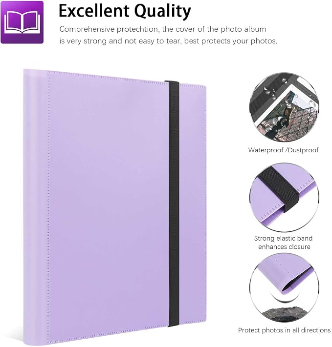 432-Pocket Photo Album for Fujifilm Instax Mini Instant 2x3'' Photos | Fits Polaroid Snap, PIC-300 ,Z2300 Camera, Mini Link Pinter, Photo Book for Birthday, Anniversary, Family Memories, Purple - Image 4