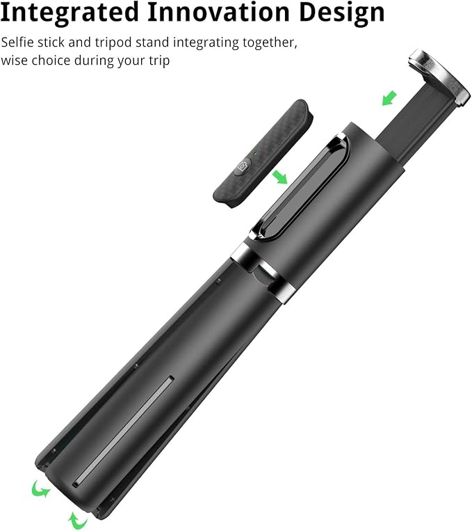ATUMTEK Selfie Stick Tripod, 3-in-1 Extendable Aluminum Phone Tripod with Detachable Bluetooth Remote, Compatible with iPhone 17/16/15/14/13/12/11/11 Pro/XS Max/XR and Samsung Smartphones, Black - Image 2