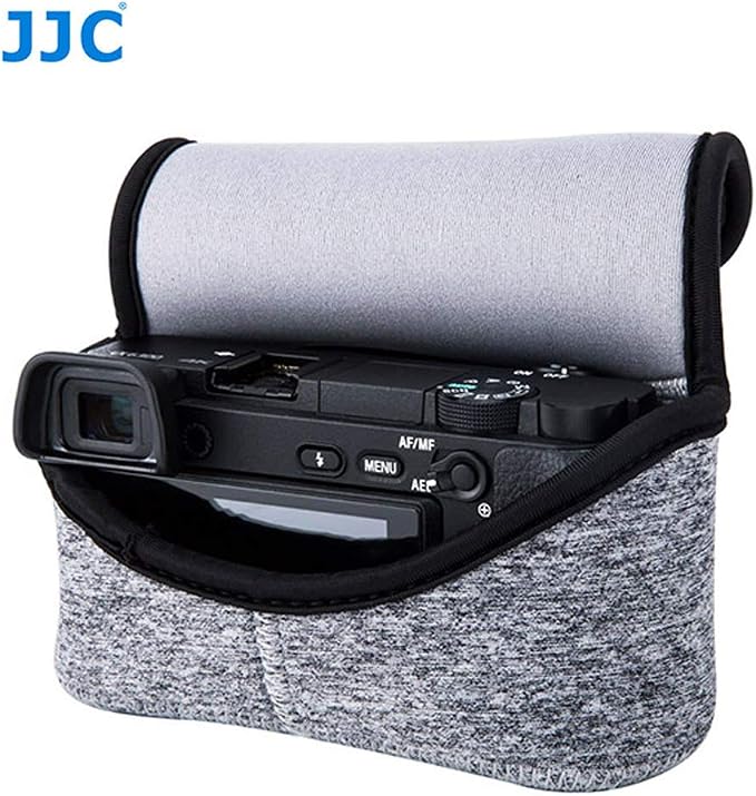 JJC Grey Ultra Light Neoprene Camera Case for Sony a6600 a6500 a6400 a6300 a6100 a6000 a5100 +18-55mm/E 50mm F1.8 Lens, Pouch Bag for Fuji X-T30 X-T20 X-T10 +16-50mm, Canon PowerShot SX530 SX540 G3X - Image 2