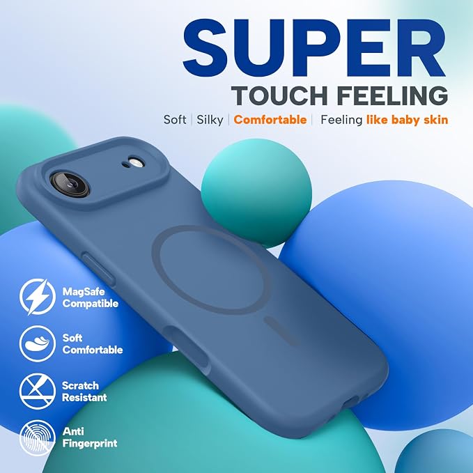 Miracase Magnetic for iPhone Air Case, Silicone, Glass Blue | Compatible with MagSafe, Soft Microfiber Lining,Silicone Shockproof Drop Protection Phone Case for 17 Air - Image 6