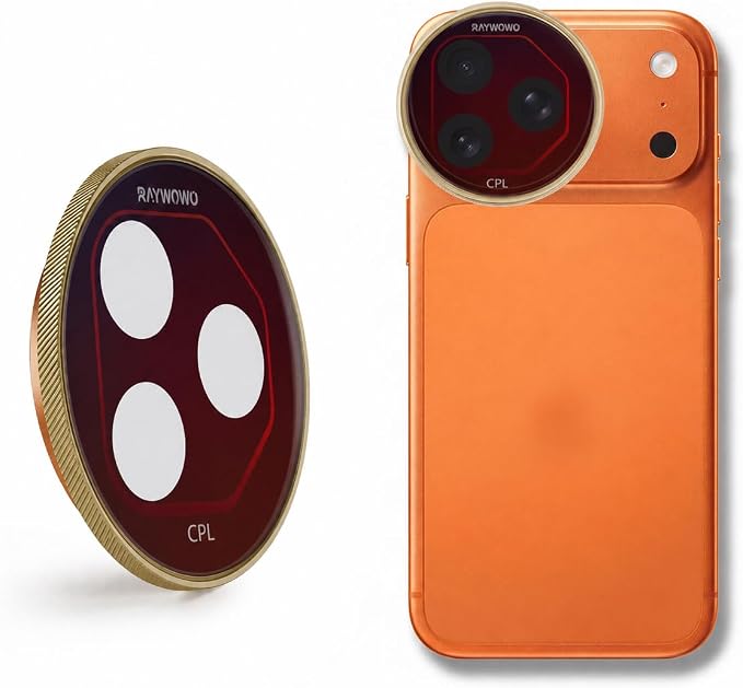 CPL Lens Filter for iPhone 17 Pro & Pro Max, Polarizing Lens Filter | Polarizing filter cuts glare and reflections while enhancing color and contrast; quick-install design for photos and video. by Raywowo