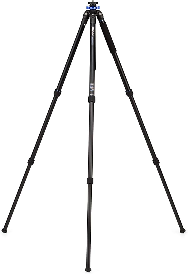 Benro Mach3 Aluminum Series 2 Tripod, 3 Section, Twist Lock Legs, Monopod Conversion, Twist Lock Legs, 15.2" Maximum Height, 26.5 lb. Load Capacity- Black (TMA27A) | Includes spiked feet, short column and case for travel, stability and storage by Benro