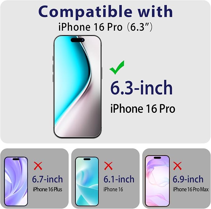 2 Pack Tempered Glass Screen Protector for iPhone 16 Pro 6.3-Inch | with Camera Lens Protector, Anti-Spy Tempered Glass Film, Easy Installation, 9H Hardness, Case Friendly - Image 2