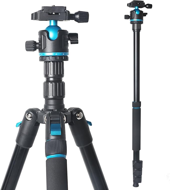 Camera Tripod, 68" / 174cm Lightweight Travel Monopod with 360°Ball Head Payload 15 lbs, Adjustable Height from 17" to 68" Professional Stand for DSLR Camera Shooting by JAFUQAW