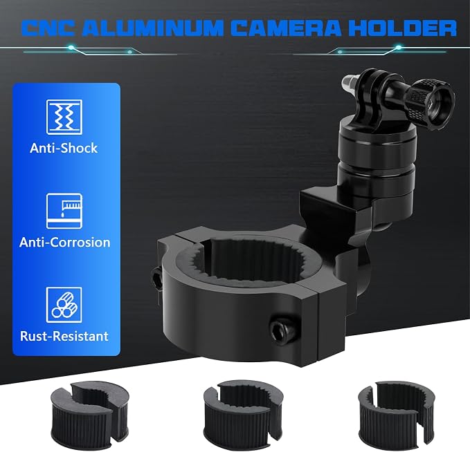 Chelhead Camera Mount Holder UTV ATV Fit for GoPro Hero, SJ, DJL, Insta360 | Aluminum Roll Bar Clamp With 360° Rotation,Fits 1, 1.5, 1.75 And 2 Inch Tubes On UTVs Polaris, Can-Am, Kawasaki, Yamaha, Boat - Image 8