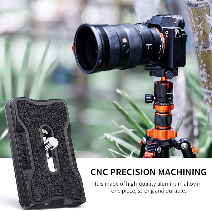 K&F CONCEPT Aluminum Camera Tripod Quick Release Mounting Plate for Tripod | Compact Design with Battery Access, 1/4" Screw for Cameras/Light/Mic, Fits Arca Swiss, TP12 - Image 5
