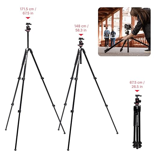 Manfrotto 290XTRA Aluminum Camera Tripod with 496 Ball Head, 3 Segments, 4 Angles, Quick Releases, Arca-Swiss Compatible, 10 kg Load Capacity, Carry Case, for DSLR & Mirrorless Cameras - Image 4
