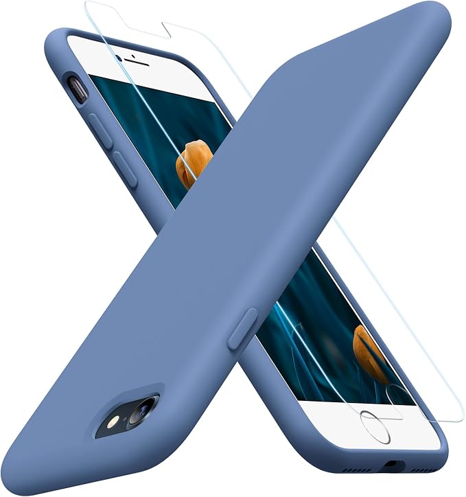 miracase Ultra Slim Designed for iPhone SE Case 2022(3rd Gen)/iPhone SE 2020 Case(2nd Gen)/iPhone 7 Case/iPhone 8 Case with Screen Protector, Multi-Color Silicone Shockproof Phone Case(Glass Blue) by Miracase