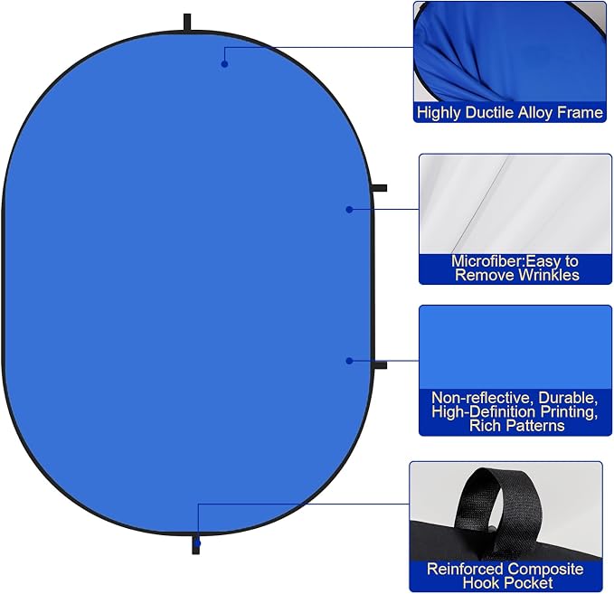 Kate Collapsible Pop-Up Blue White Backdrop for Self-Tape Auditions 589 | Collapsible Backdrop 5'x6.5'Blue White Portable Photography Background for Self-Tape Auditions, Professional Headshots - Image 3