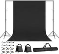 10x7ft Photo Backdrop Stand Kit with 6x9ft Black Backdrop Screen | Portable Photography Frame, Adjustable Support kit with 6 Clamps, Carry Bag for Photo, Video Recording, Streaming, Decoration by Qoolfoto