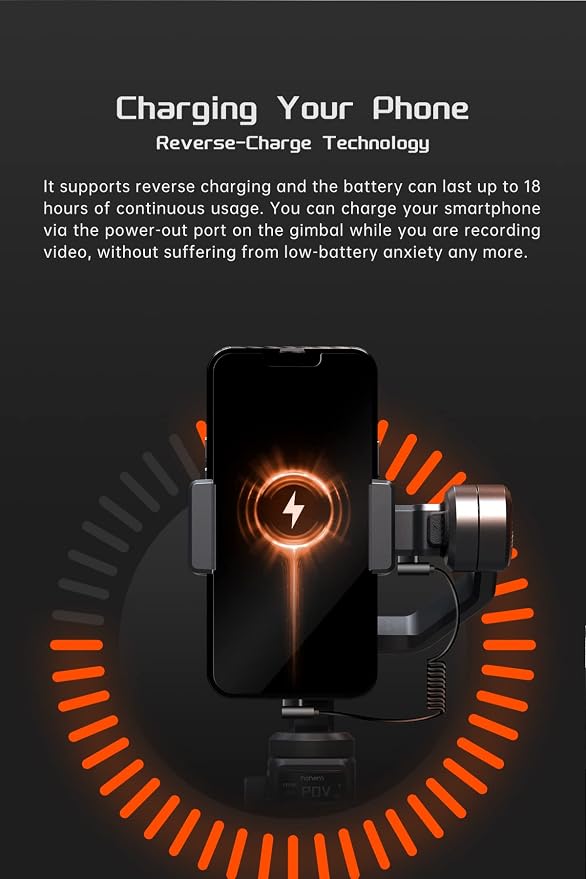 Hohem iSteady M6 Gimbal Stabilizer for Smartphone, 3-Axis Cell Phone Stabilizer Built-in OLED Display 400g Payload Reverse Charging Android and iPhone Gimbal with Inception Motion Timelapse - Image 5