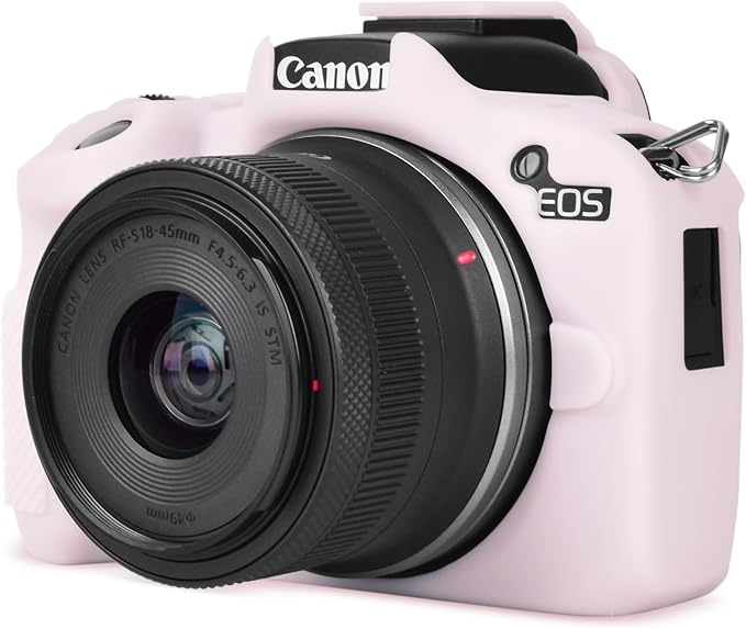Rieibi EOSR50 EOS R50 Case, Soft Silicone Protective Case for Canon EOS R50 EOSR50 Vlogging Camera, Lightweight EOS R50 Camera Case Cover Grip Body Skin - Light Pink by Rieibi