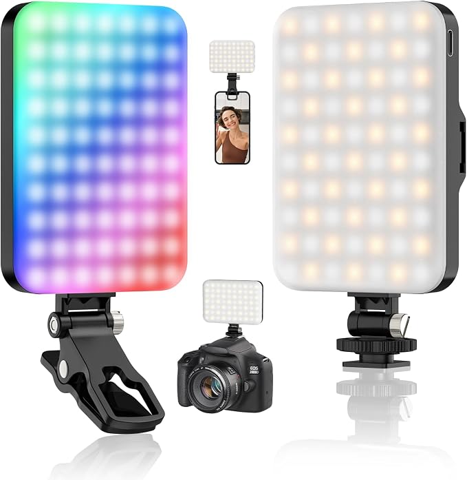Hagibis RGB Video Light, 360° Full Color Selfie Light LED Camera Light with 3 Cold Shoe Mounts/CRI 97+/20 Scene Modes/2200mAh Rechargeable Portable Phone Light Photography Selfie Lighting by Hagibis