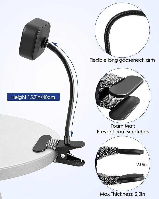 2 Pack Flexible Clip Clamp Mount Compatible with Blink Outdoor 2K+/ Outdoor 4/(3rd Gen) XT3/Blink XT/XT2/Mini, Clip Holder with 15.7 inches Gooseneck Arm for Your Blink Camera Without Any Tools - Image 3