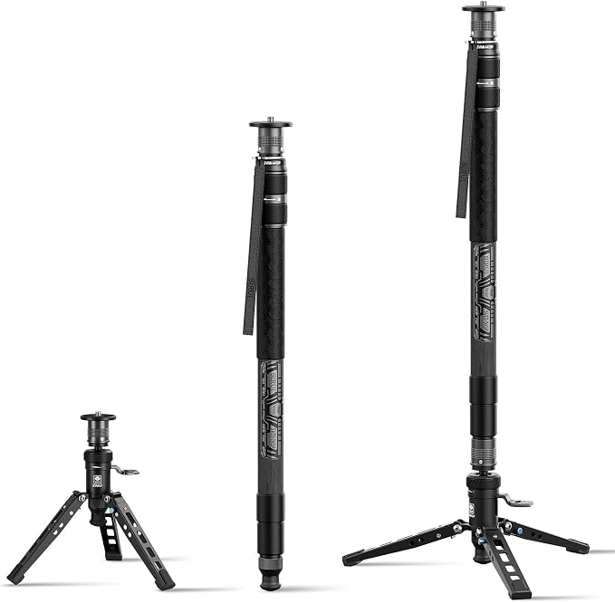 SIRUI SVM-145P Carbon Fiber Rapid Monopod, Pedal Feet, Twist Lock | 57" Height, 22LB Load, One-Step Height Adjustment, DSLR, Mirrorless Camera, Lightweight, Travel, Outdoor Shooting by SIRUI