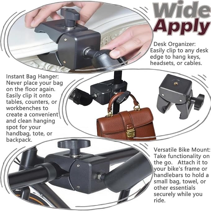 Universal Quick-Adjust Clamp with 1/4 Inch Thread Compatibility, 13-54mm Width Adjustable Grip for Camera, Light, Desk, Tactical Gear Mounting - Image 3