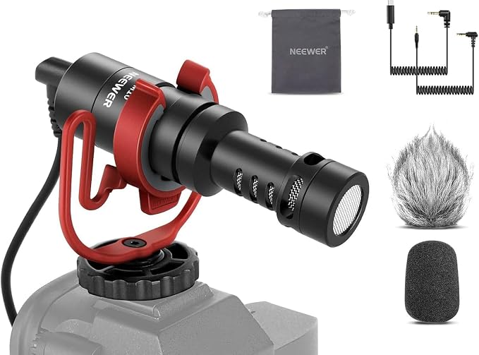 NEEWER VM10 Plug & Play Vlog Microphone for Camera, Mini Supercardioid Mic | 20-20KHz, Compatible with Sony Canon Nikon iPhone Samsung Android Tablet Mac, 3.5mm TRS, USB C OTG, Shock Mount, Windscreen by Neewer