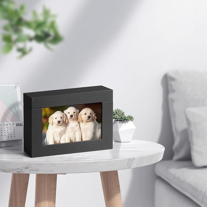Photo Storage Box 5x7, Photo Display Boxes for Tabletop, Picture Frame for Couple Photos, Wedding Gift Photo Box Black (2 pack) - Image 5