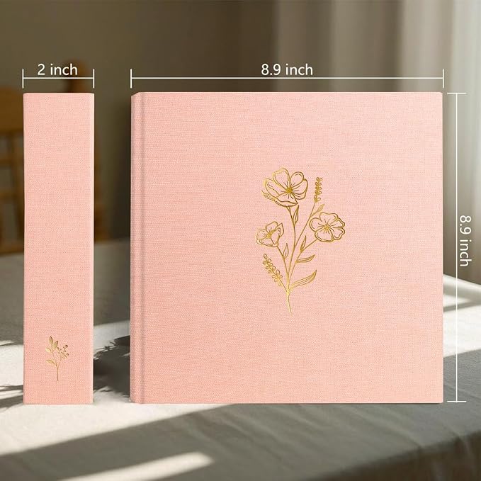 Holoary Photo Album 4x6 200 Photos, 200 Pockets 4”x6” Picture Album, Linen Fabric Cover Big Picture Book for Photos with Writing Area, 4x6 Photo Albums for Family Weddings Travel Memories(Pink) - Image 2