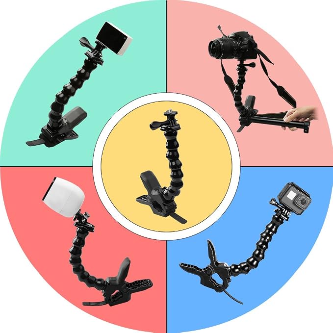 Suptig Jaws Flex Clamp Mount Gooseneck Mount for GoPro Mission Pro Gopro Hero 13 Hero 12 Hero 11 Hero 10 Hero 9 Hero 8 Hero 7 Hero 6 Hero 5 Hero 4 Session Hero 3 Akaso DJI osmo Arlo Action Camera. - Image 8