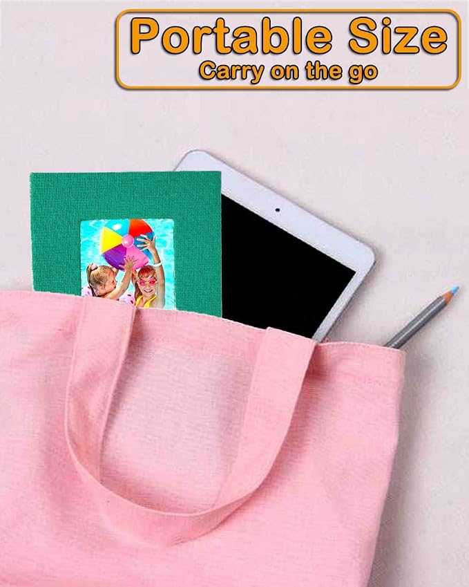 GPIRAL Small Photo Album 4x6 – Clear Pages, Linen Cover with Front Window, Pack of 2, Each Album Holds 52 Photos, Small Brag Book for 4x6 Photos, Dark Green - Image 4