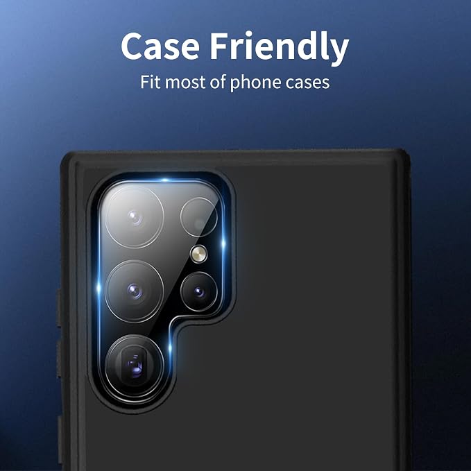 Dengduoduo 3 Pack Camera Lens Protector for Samsung Galaxy S24 Ultra, 9H Tempered Glass Camera Protector Lens Cover, Ultra HD, Anti-Scratch, Case Friendly [No Affect on Night Shots], All Black - Image 6