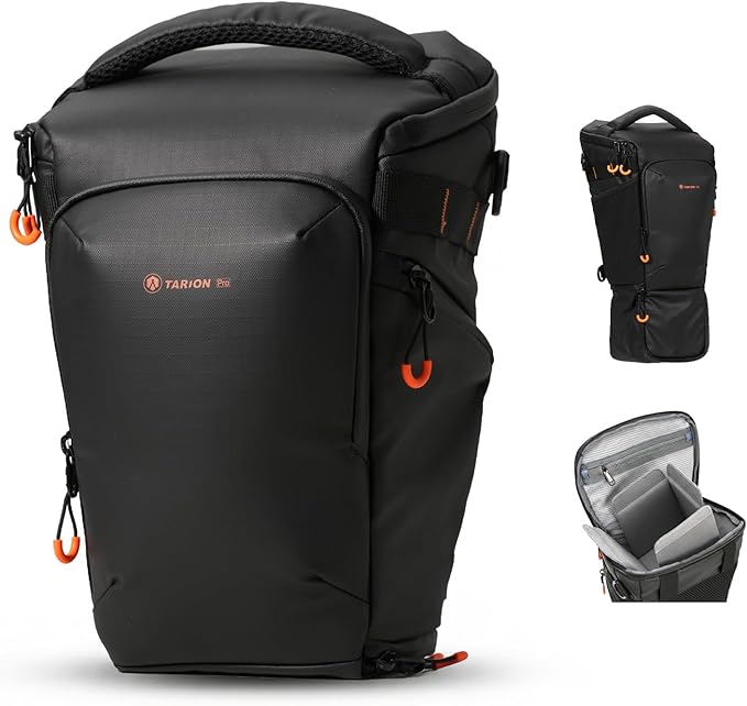 TARION Expandable Top Loader Camera Bag with Shoulder Strap TriadPack | Fits DSLR with Attached 70-200mm to 400mm Telephoto Lens, Large Opening, Backpack and Waist Strap Compatible, Waterproof by TARION