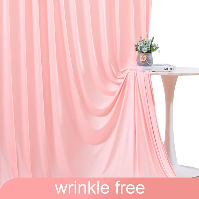 10 Panels Blush Pink Backdrop Curtain for Parties Wedding Wrinkle Free Pink Photo Curtains Backdrop Drapes Fabric Decoration for Baby Shower Birthday Party 50ft(W) x 10ft(H) - Image 6