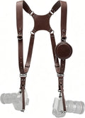 Dual Camera Harness Leather Camera Straps for Photographers for DSLR/SLR | Camera Holster Camera Harness for Photographers Leather Harness Camera Belt Spider Holster Camera Belt Camera Neck Strap by Honikoo