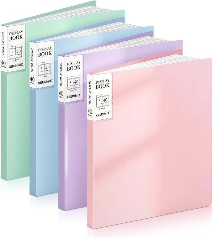 XRUNMIX Art Portfolio 8.5X 11 Inch, 40 Pockets (80 Pages Capacity) Letter Size Display Book with Clear Sheet Protectors, Presentation Folder for Artwork/Documents/Photos by XrunmixOffice